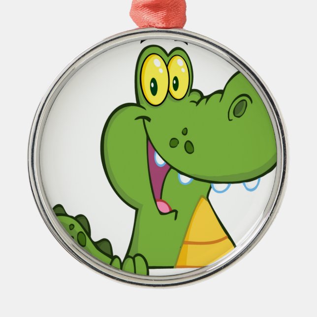 Aligator Or Crocodile Over A Sign Metal Tree Decoration (Front)