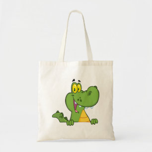 Aligator Or Crocodile Over A Sign Tote Bag