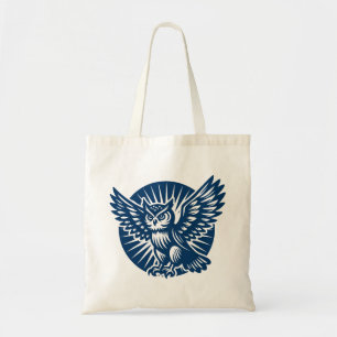 Alighting Owl in a Rayed Circle - Shibori Blue Tote Bag
