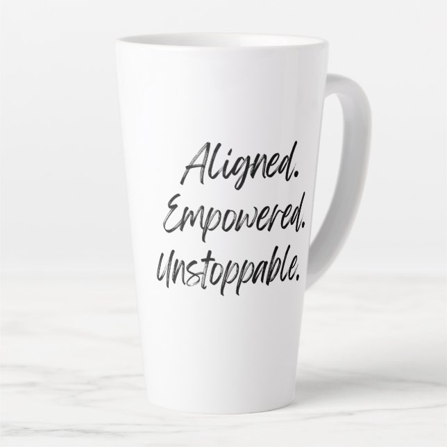Aligned. Empowered. Unstoppable. Latte Mug (Right Angle)