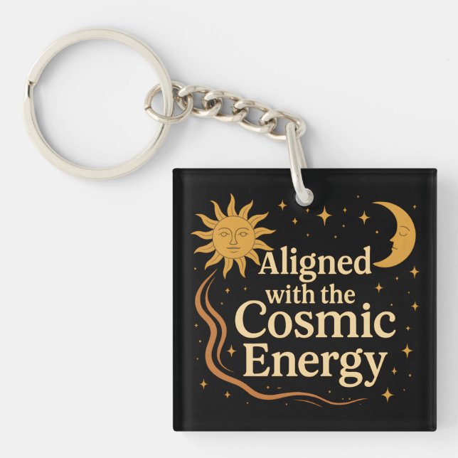 Aligned with the Cosmic Energy Boho Celestial Key Ring (Front)