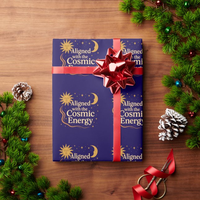 Aligned with the Cosmic Energy Boho Celestial Wrapping Paper (Holiday Gift)