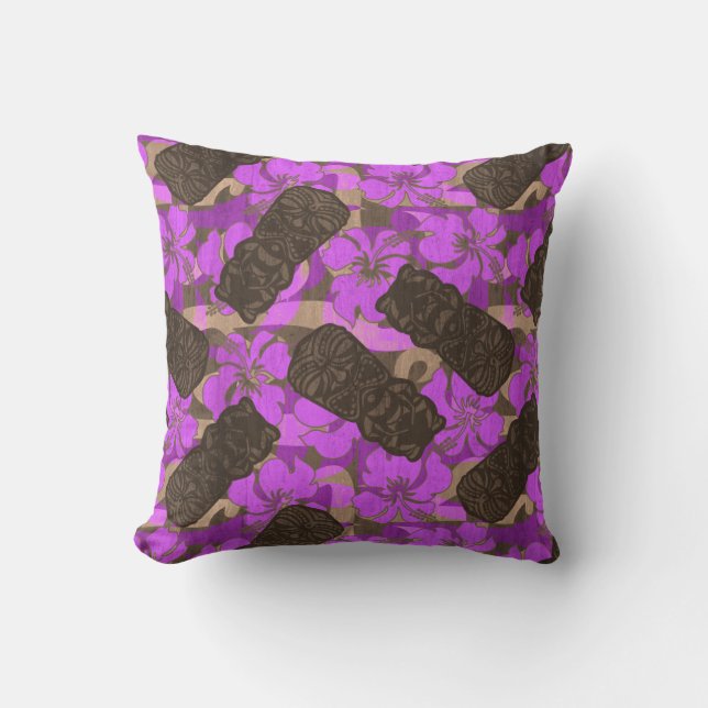 Ali'i Refuge Hawaiian Hibiscus Tiki Cushion (Front)