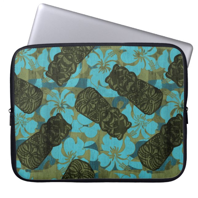 Ali'i Refuge Hawaiian Hibiscus Tiki Laptop Sleeve (Front)