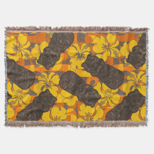 Ali'i Refuge Hawaiian Hibiscus Tiki Throw Blanket