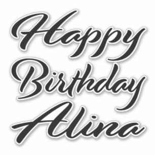 Alina name first name black Sticker birthday