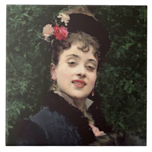 Aline Masson, the Artist's Model (oil on panel) Ceramic Tile