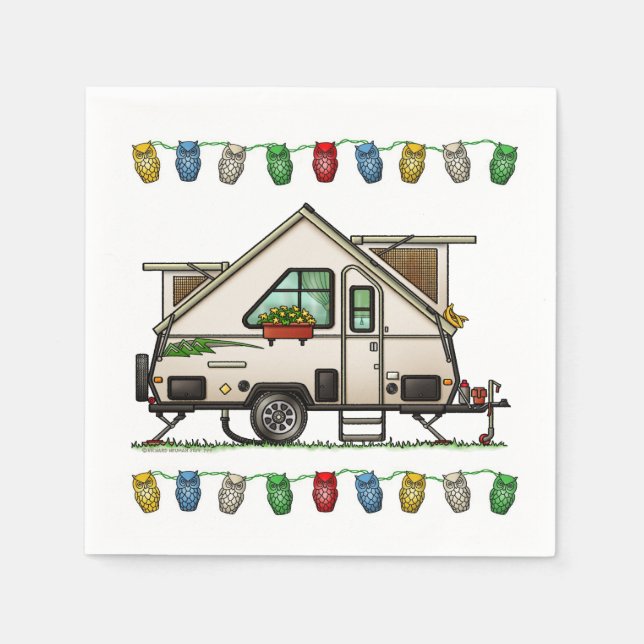Aliner Pop Up RV happy camper art Napkin (Front)