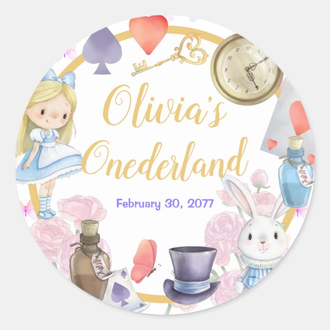 Alisa in Onederland Classic Round Sticker (Front)