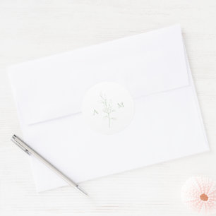 Alisha Sage Green Botanical Elegant Wedding Classic Round Sticker