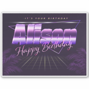 Alison Name First name lila retro Sticker Birthday