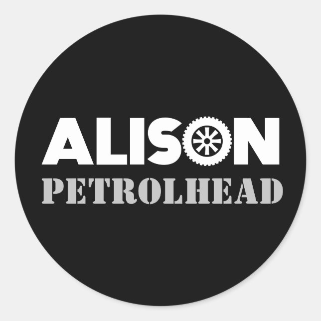 Alison Petrol Head Classic Round Sticker (Front)