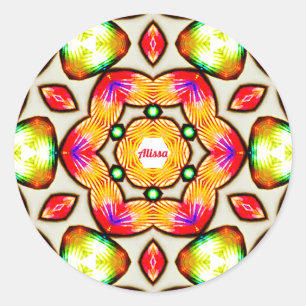 ALISSA ~ Bright Shell Pattern ~ Personalised Classic Round Sticker