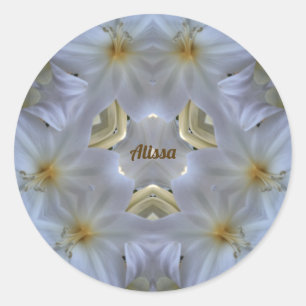 ALISSA ~ EASTER LILY WHITE RELIGIOUS ~  CLASSIC ROUND STICKER