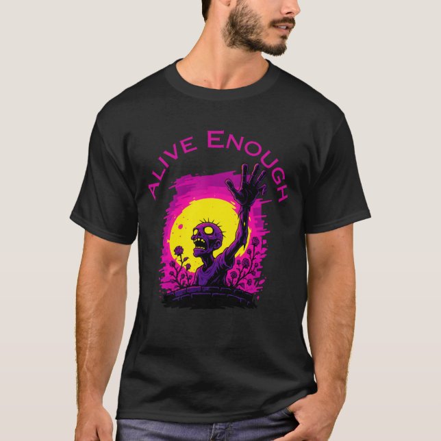 Alive Enough – Vintage Zombie Hand Graphic Tee (Front)