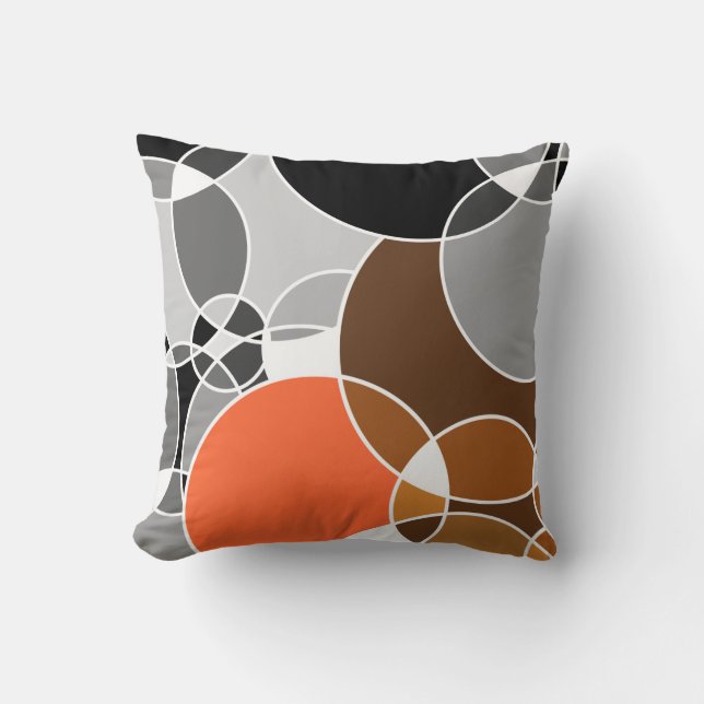 Alive Grey Geometric Overlapped Circles Cushion (Front)