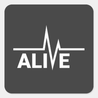 Alive Heartbeat Text Design Square Sticker