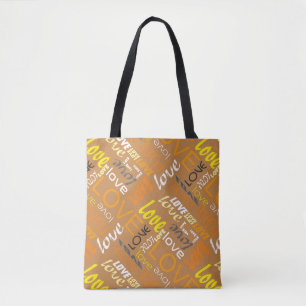 Alive Orange Gallery Love Words Art Tote Bag