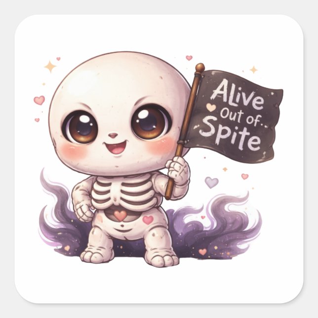 Alive Out of Spite Skeleton Sticker (Front)