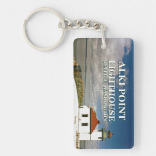 Alki Point Lighthouse, Seattle Washington Key Ring