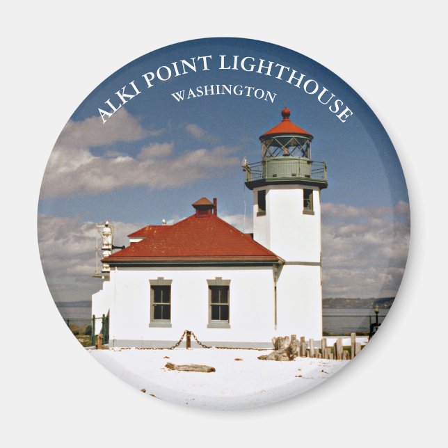 Alki Point Lighthouse, Washington Round Magnet (Front)