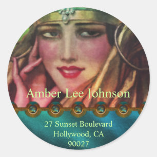 Alkmaar Kashmir in Aqua & Gold Classic Round Sticker