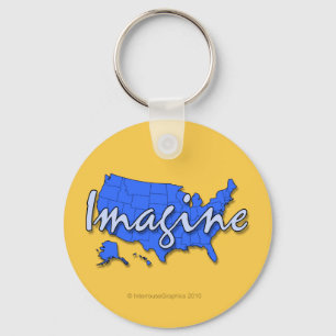 All 50 States Blue Keychains