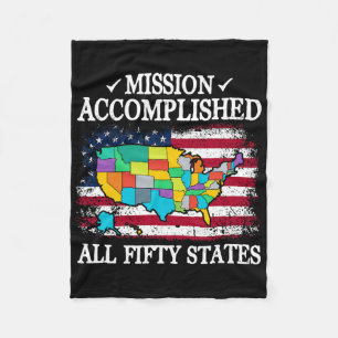 All 50 States Mission Accomplished Visit All 50 Us Fleece Blanket