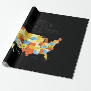 All 63 US National Parks Map - U.S. National Park Wrapping Paper