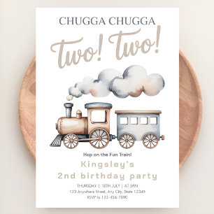 All Aboard! 2nd Birthday Train Party Invitation