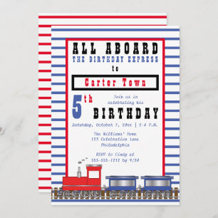 All Aboard 5th Birthday Express Choo Choo Train Invitation