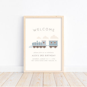 All Aboard! Boys Train Birthday Welcome  Poster