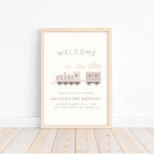 All Aboard! Girls Train Birthday Welcome Poster