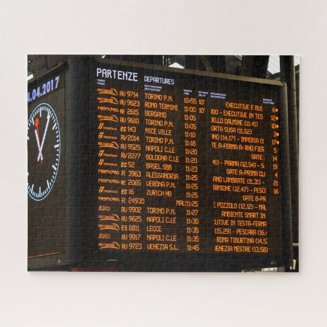 All Aboard - Italy Train Schedule - 16x20 inch Jigsaw Puzzle (Horizontal)