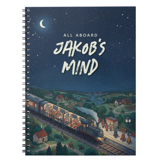 All Aboard Night Train Personalised Thought  Notebook (Front)