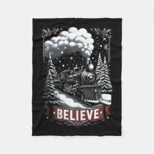 All Aboard Polar Express Christmas North Pole Xmas Fleece Blanket