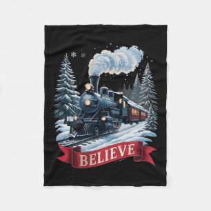 All Aboard Polar Express Christmas North Pole Xmas Fleece Blanket