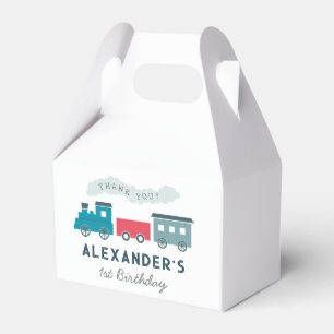 All Aboard Steam Train Blue Boy Birthday Favour Box