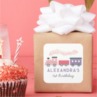 All Aboard Steam Train Pink Girl Birthday
