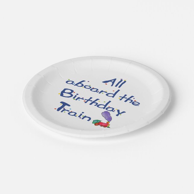 All Aboard the Birthday Train Paper Plate (Angled)