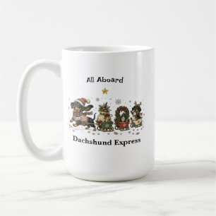 All Aboard the Dachshund Express Christmas Mug