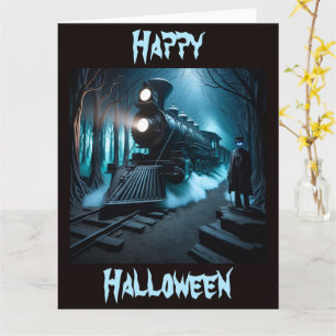 All Aboard the Ghost Train Halloween Card
