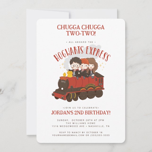 All Aboard the Hogwarts Express 2nd Birthday Invitation (Front)