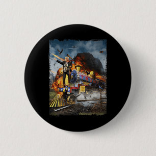 All Aboard The Trump Train Funny Donald Trump 2024 6 Cm Round Badge