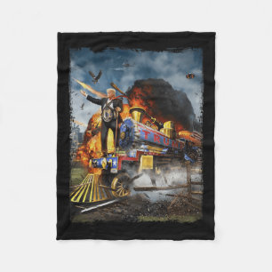 All Aboard The Trump Train Funny Donald Trump 2024 Fleece Blanket