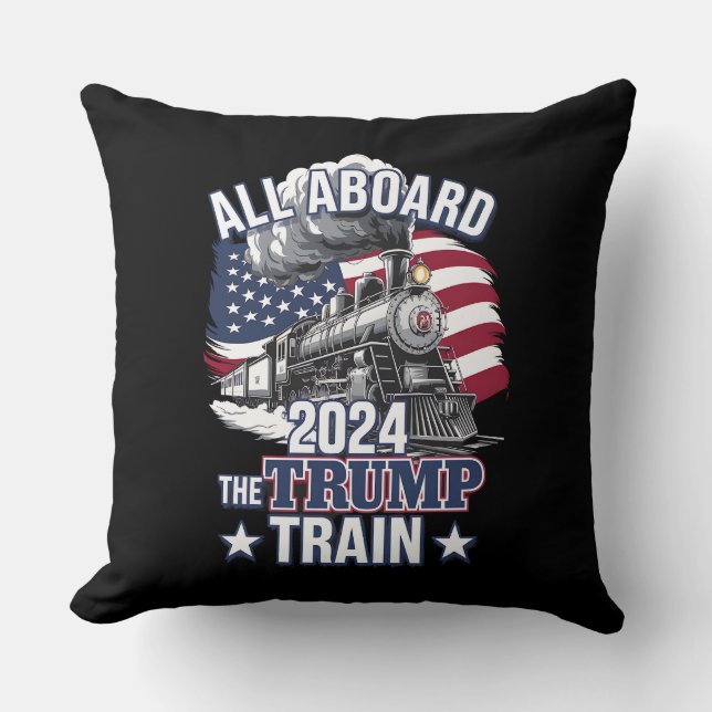 All Aboard The Trump Train Trump 2024 Patriotic US Cushion (Front)