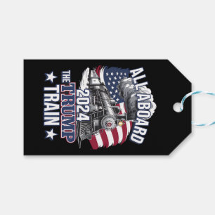 All Aboard The Trump Train Trump 2024 Patriotic US Gift Tags