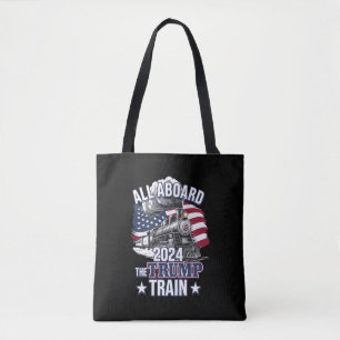 All Aboard The Trump Train Trump 2024 Patriotic US Tote Bag