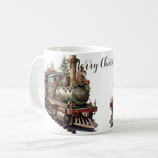 🚂 All aboard the Vintage Christmas Express! 🎄🎅 Coffee Mug (Front Left)