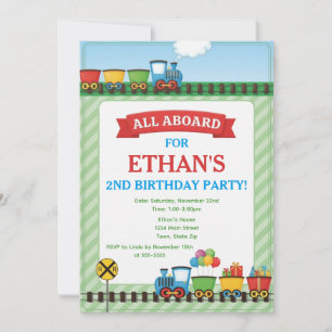 All Aboard Train Birthday Invitation